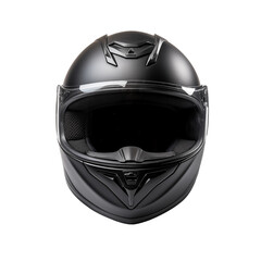 Black motorcycle helmet with visor resting on a white surface in a well-lit environment