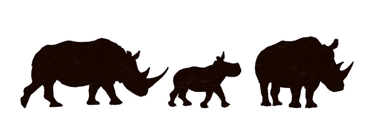 The set of silhouettes of big rhinoceroses.
