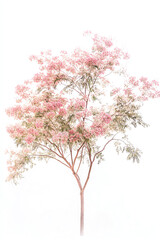 Fototapeta premium Pink flowering tree, white isolated background