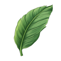 Tropical leaf on a white background. Tropical leaf in png. Isolated illustration.