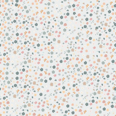 Simple rustic pattern abstract flowers. Small flowers. Ditsy print. Floral seamless background. Fashion prints