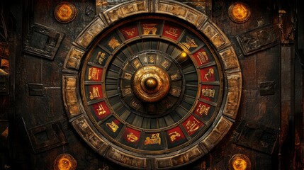 Obraz premium Colosseumthemed circular slot machine with gladiator bonus rounds and ancient design