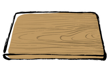 筆タッチの木目のまな板のイラスト