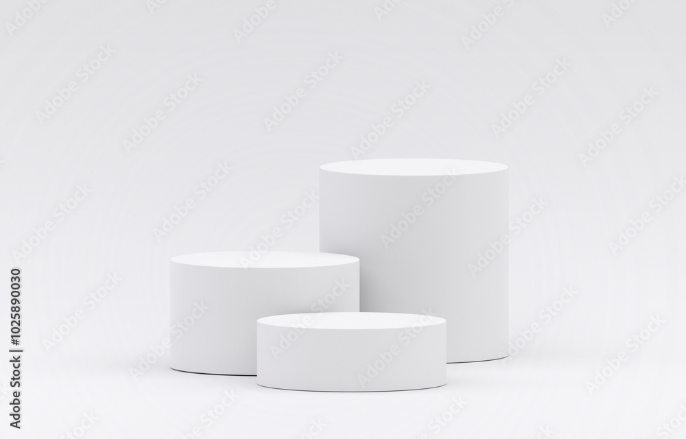 Wall mural white product display podium in studio room, for display presentation