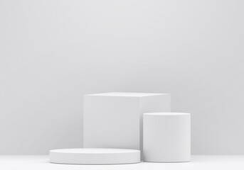 White product display podium in studio room, for display presentation
