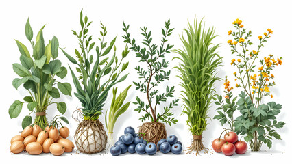 Fototapeta premium Fresh vegetables in fruits isolated on white background
