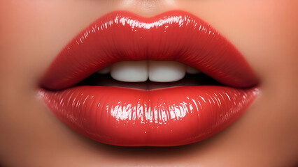 Obraz premium Woman's sexy red lips close up background