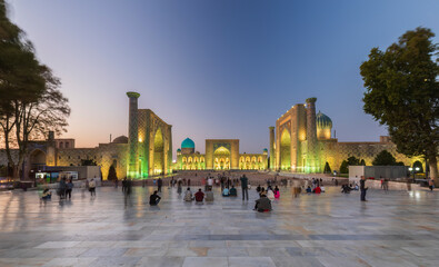 Samarkand, Uzbekistan - October. 10. 2024: Registan Square in Samarkand is one of the most famous...