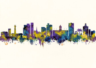 Obraz premium Port Elizabeth City Skyline. Cityscape Skyscraper Buildings Landscape City Downtown Abstract Landmarks Travel Background Modern Art Architecture Business View Building Corporate