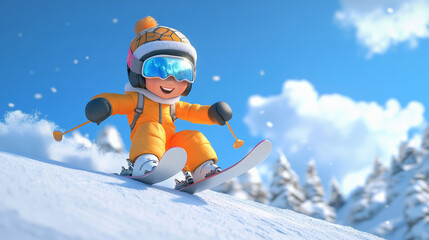 Ski enthusiasts skiing on winter ski slopes