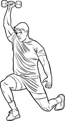 Fototapeta premium Athlete Performing Dumbbell Exercise in Dynamic Pose line