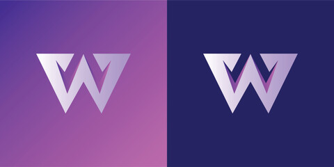 Modern and Minimal layered letter W logo simple initial w monogram logo vector template