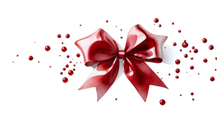 Red gift bow, white isolate background