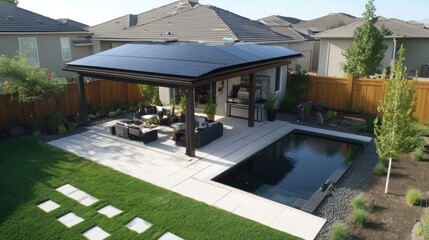 Modern Backyard Oasis with Solar Panels
