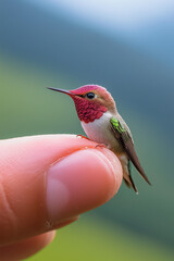 Fototapeta premium hummingbird on a hand