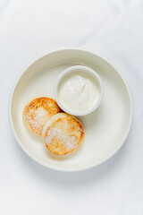 cottage cheese pancakes with sour cream