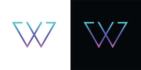 W Letter Logo line art geometric