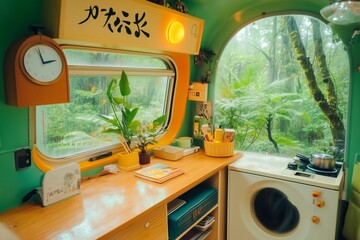 bus in the forest,generated ai