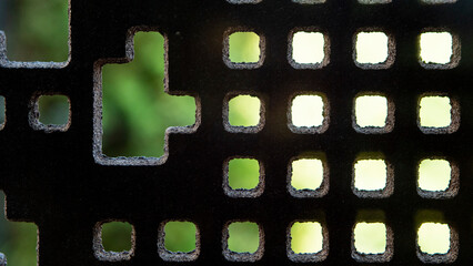 Corten steel texture with a mosaic of squares and rectangles