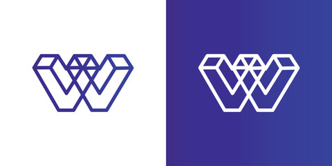 W geometric Letter Logo design
