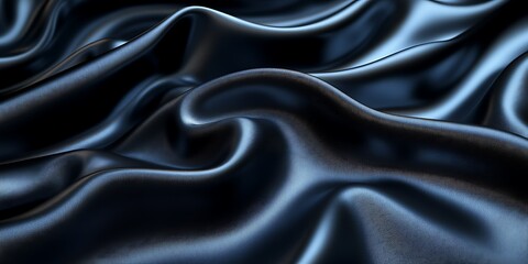 Fototapeta premium Close-up of smooth, flowing black fabric texture.
