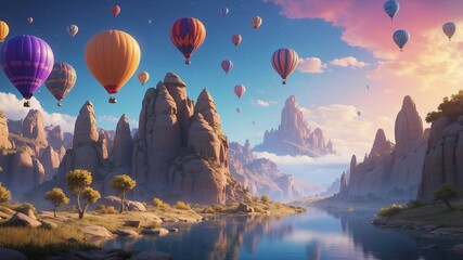 air balloon in the mountains