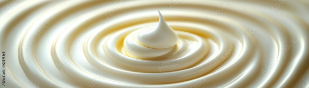 Poster the closeup of abstract 3d face cream in a fluid spiral shape, with soft highlights and smooth textu