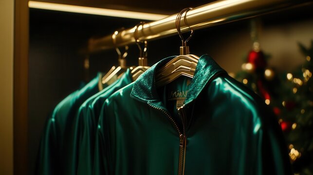 Closeup of a luxury male wardrobe in an upscale boutique