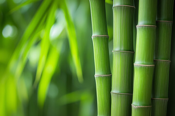 A bunch of green bamboo sticks