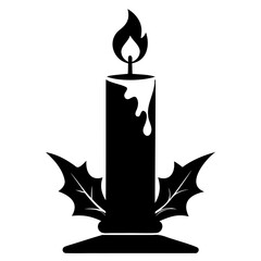 Christmas Candle black vector silhouette, set candle silhouettes for religion commemorative and party