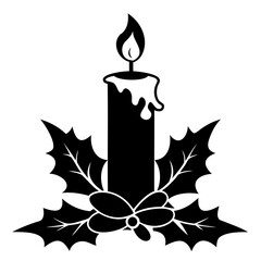 Christmas Candle black vector silhouette, set candle silhouettes for religion commemorative and party