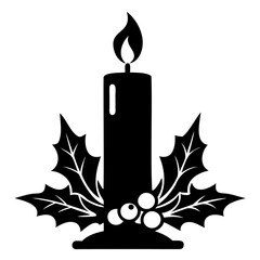 Christmas Candle black vector silhouette, set candle silhouettes for religion commemorative and party