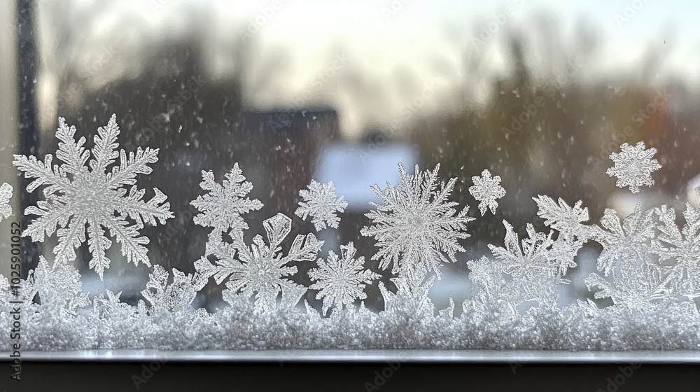 Aufkleber frosted window with intricate snowflake patterns