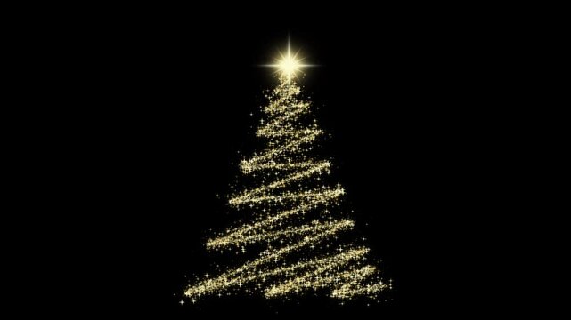 christmas tree with zig zag trail fireworks animation 4k