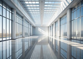 Fototapeta premium Abstract Architecture in a Wide Empty Hall - Modern Design and Space