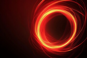 Abstract red glowing light effect on a black background, an oval ring shape with a speed motion trail.