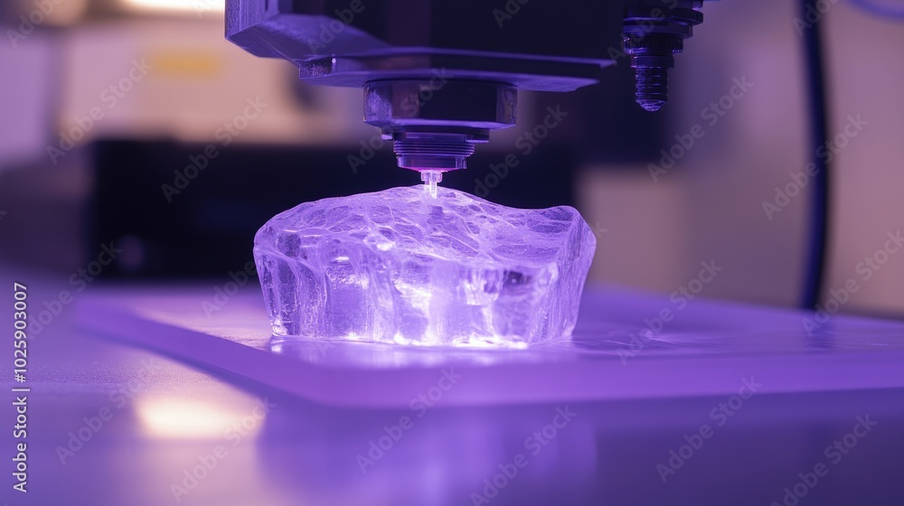 Poster 3d printing process with transparent resin in lab