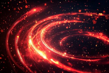 Obraz premium Abstract red glowing light effect on a black background, an oval ring shape with a speed motion trail.