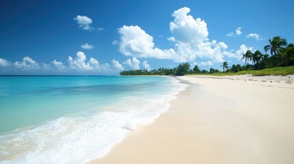 Obraz premium Serene Tropical Beach with Clear Blue Sky