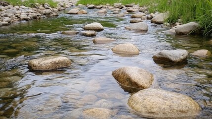 Tranquil Stream with Smooth River Stones