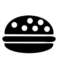 black silhouette illustration of a burger isolated on white