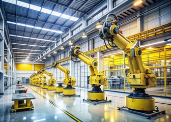 Fototapeta premium Advanced Robotics in a Yellow Factory: Automation and Innovation