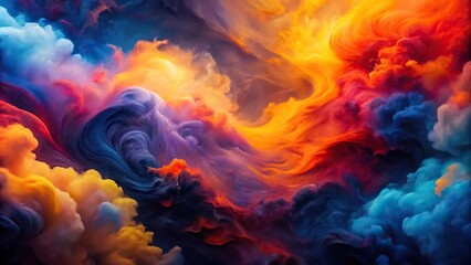 Obraz premium Colorful abstract background with dark blue red orange yellow purple cloud swirls