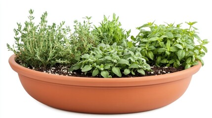 Fototapeta premium Fresh Herbs Growing in a Garden Planter Pot
