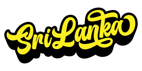Obraz premium Sri Lanka country name written in retro groovy three-dimensional script lettering