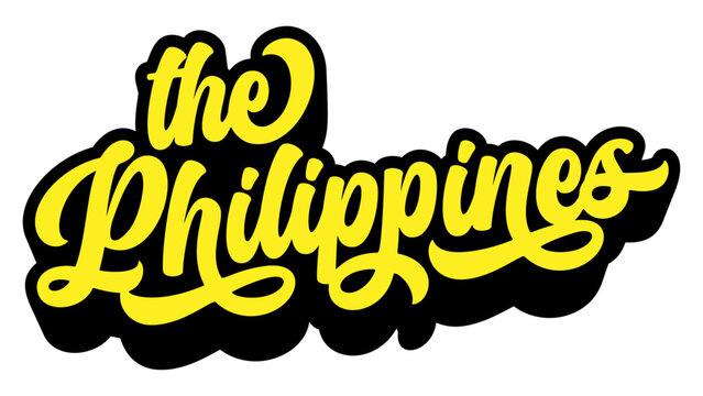 The Philippines country name written in retro groovy three-dimensional script lettering