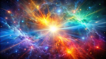 Obraz premium Colorful abstract space background with glowing plasma and gases bursts