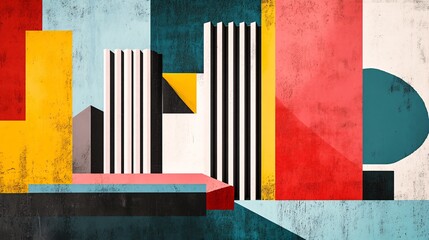 Naklejka premium Abstract Graphic Design with Bold Vertical Lines and Shapes