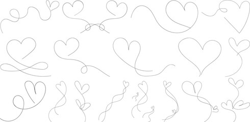 Decorative line borders, romantic heart line art dividers set for wedding invitation designs, scrapbooking, and Valentine’s day decorations.