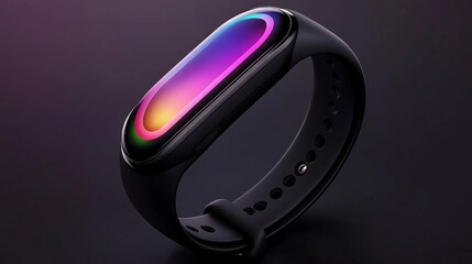 Smartwatch with Colorful Display on Black Background 